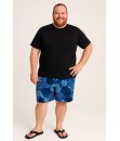 Short Estampado Elastano Plus Size Grande Bermuda praia Royal Folhas
